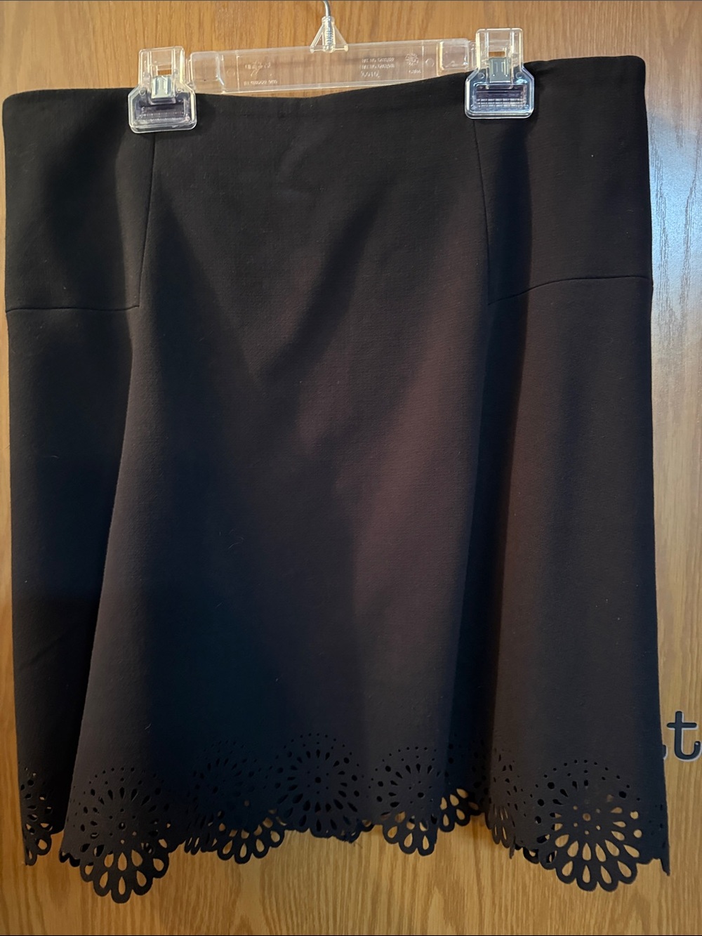 LOFT Black A-Line Skirt with Laser-Cut Scalloped Hem